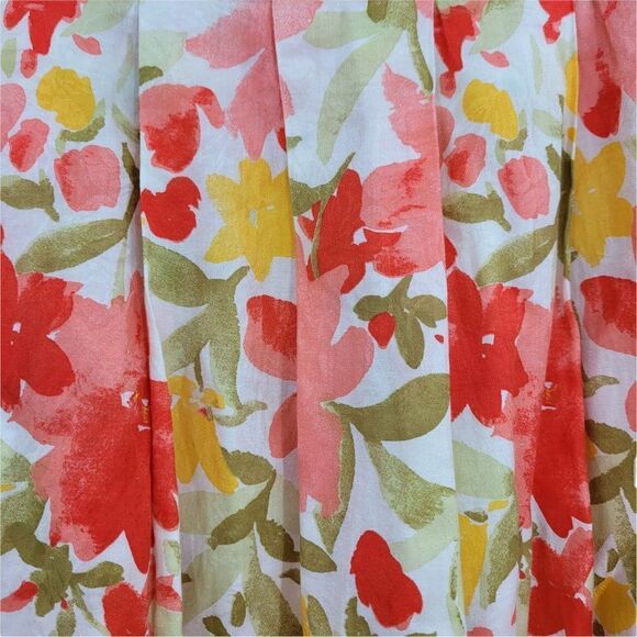 70's Handmade Boho Cottagecore Bright Pink Yellow Floral Full Prairie Skirt Sz M - Picture 6 of 10